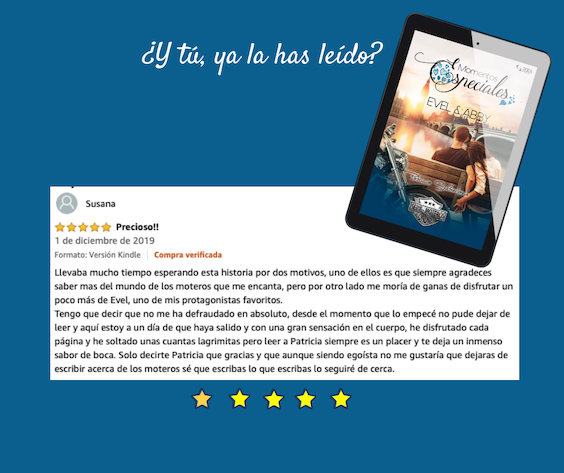 Novela romantica Momentos Especiales - Evel & Abby. Opinión de Susana.